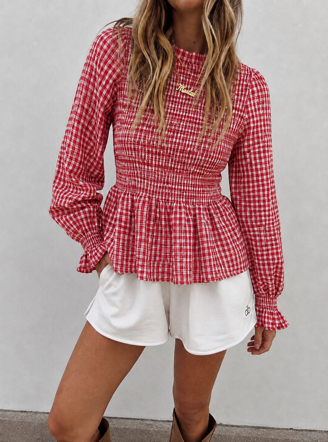 Lilly blouse geruit rood