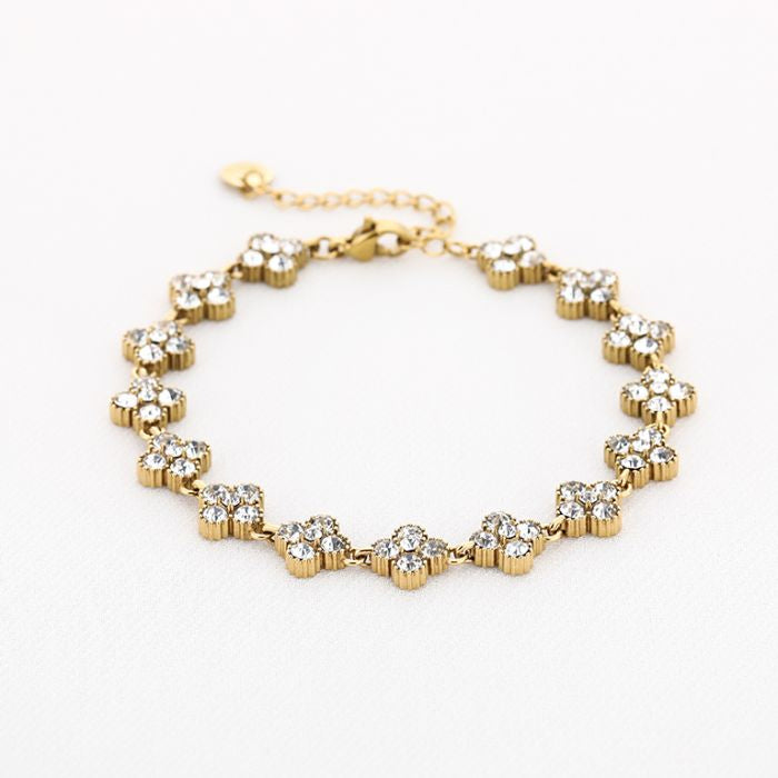 Luxe shimmer klaver armband white