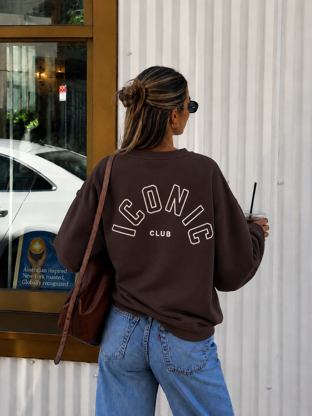 Iconic club sweatshirt brown white