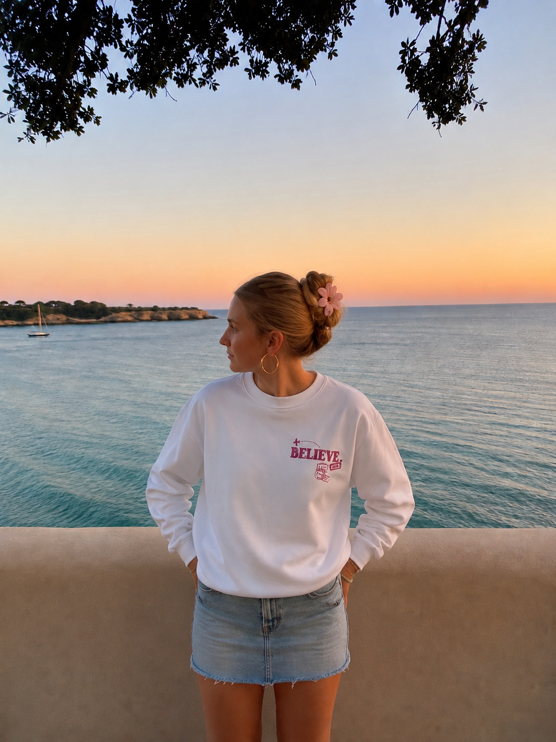Believe sweater burgundy pink