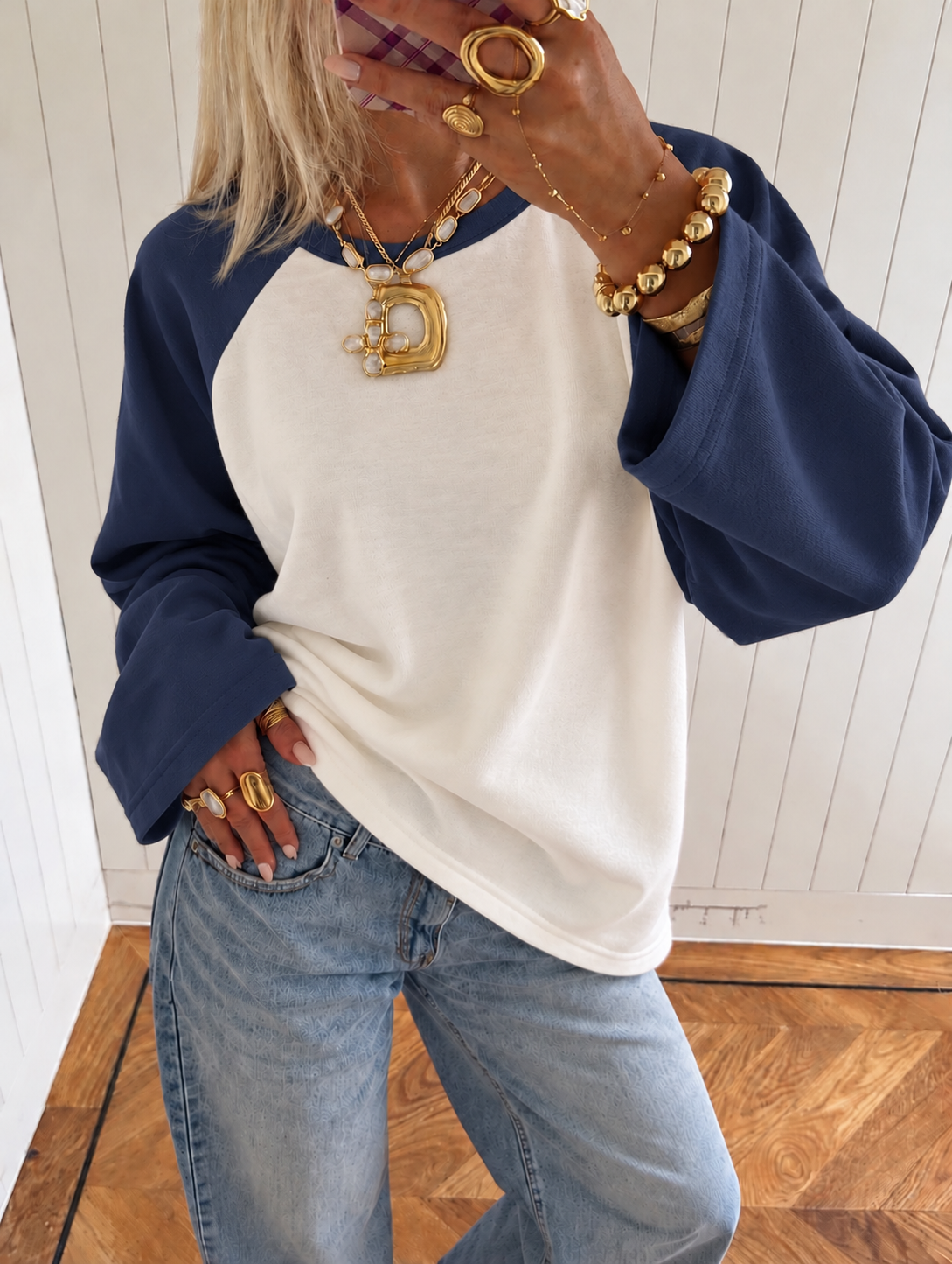 Double longsleeve denim white