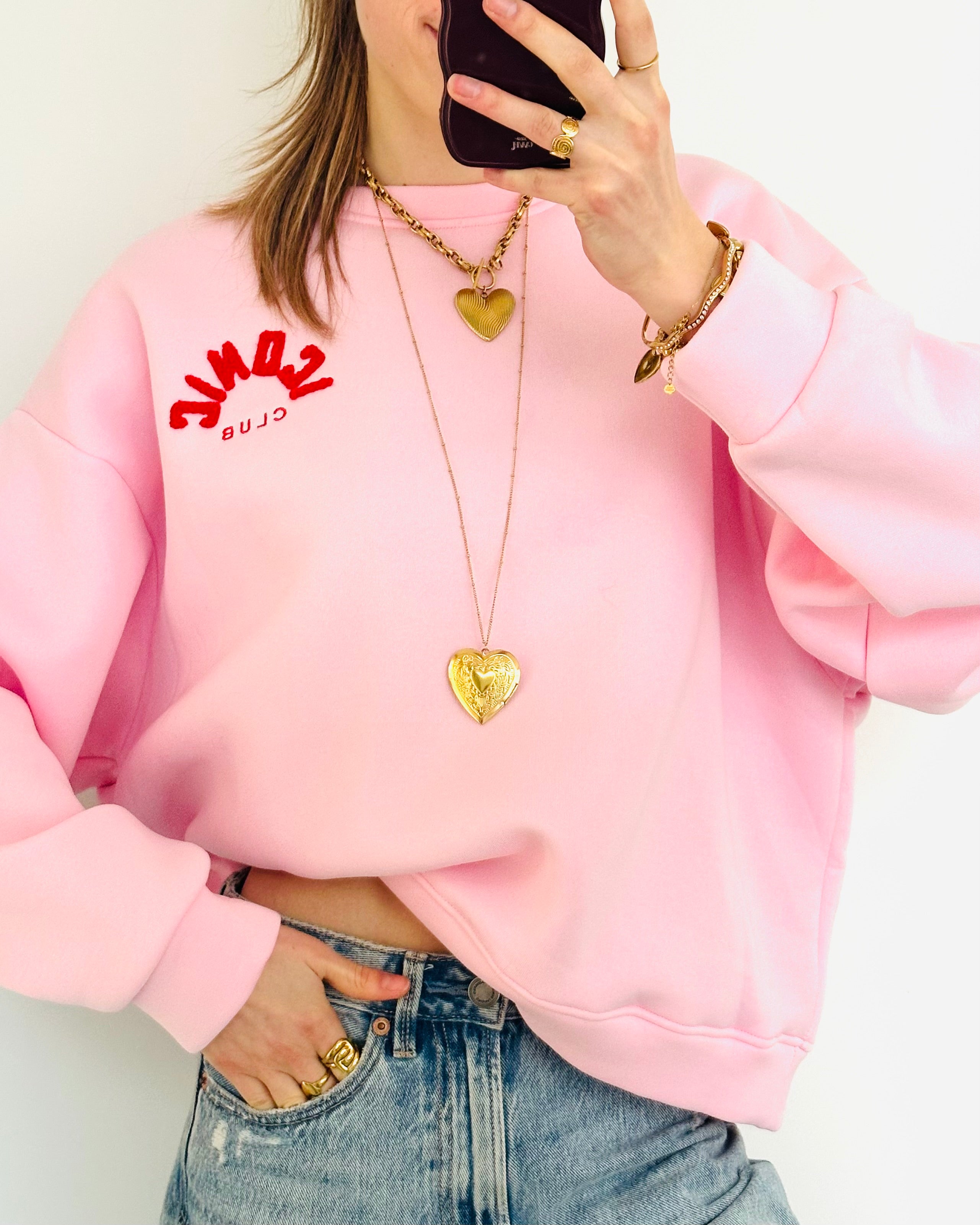 Iconic club sweater oversized roze
