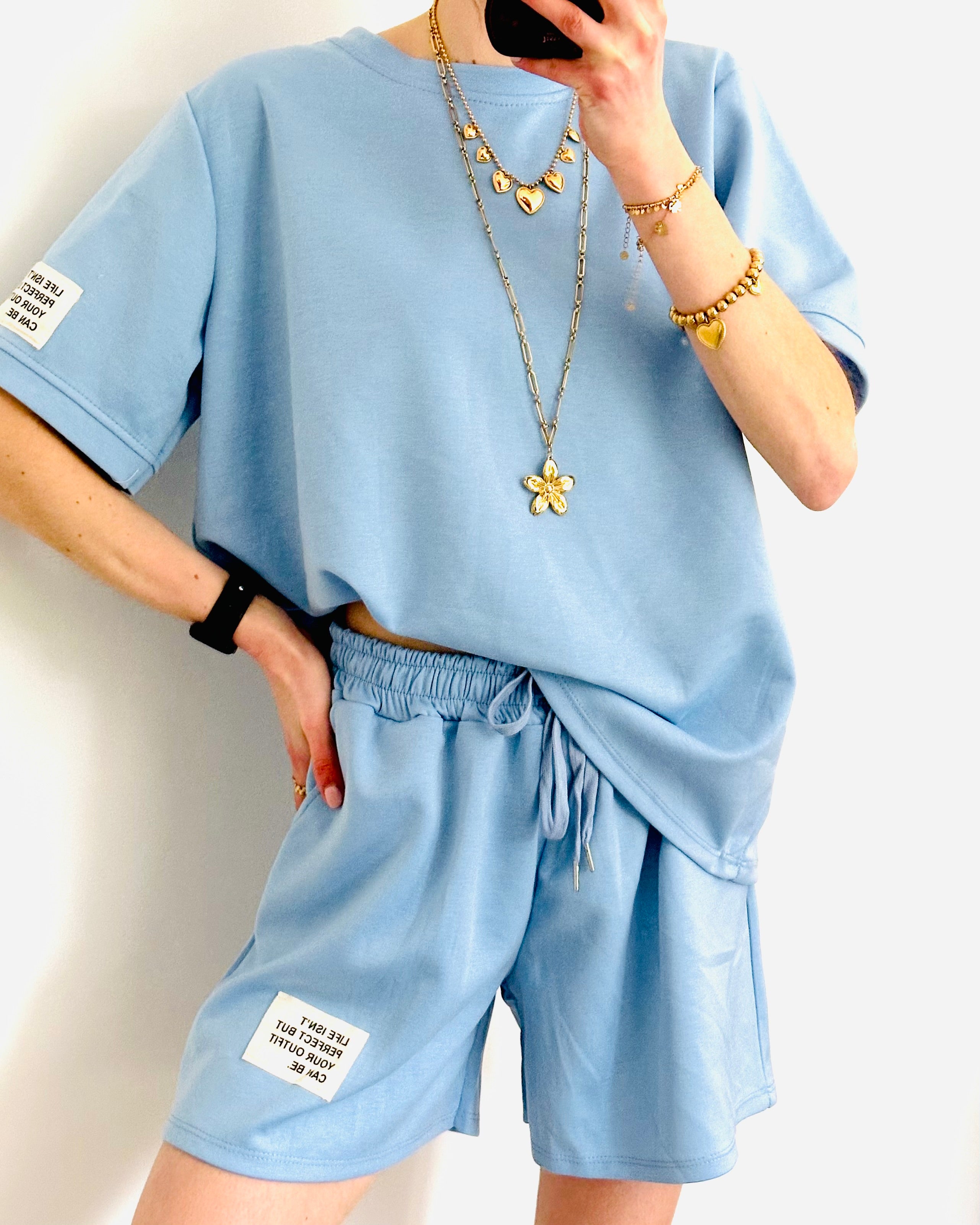 Oversized amy set short sky blue