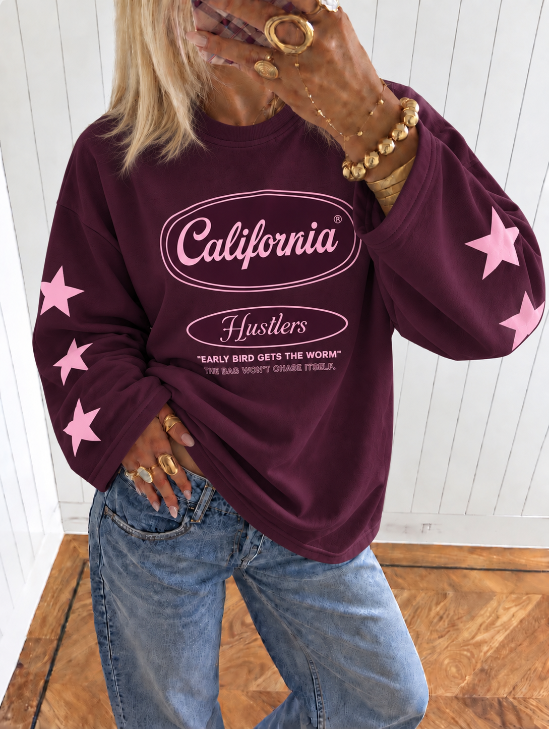 California sweatshirt burgundy pink