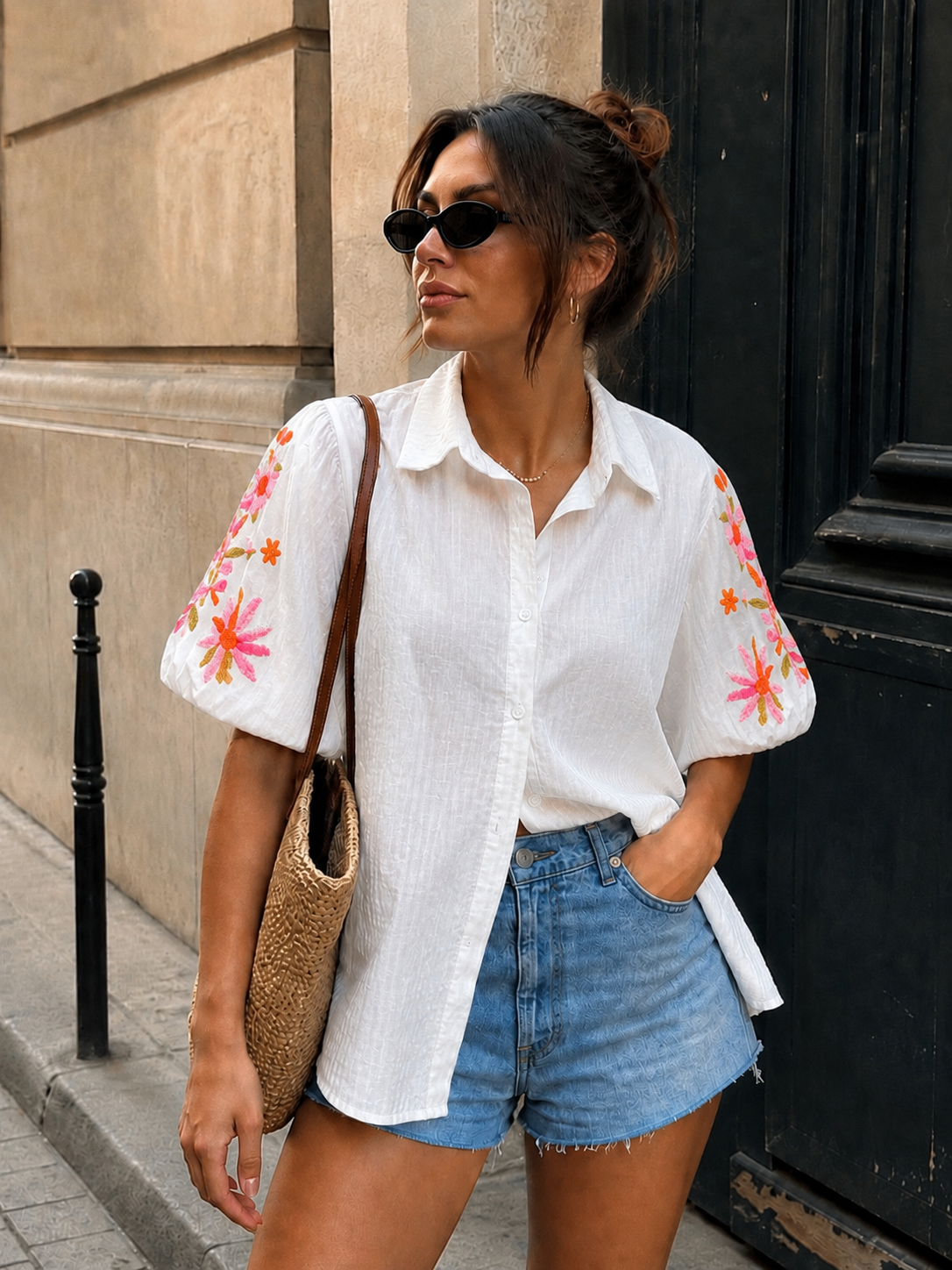 Hawaï blouse flower white