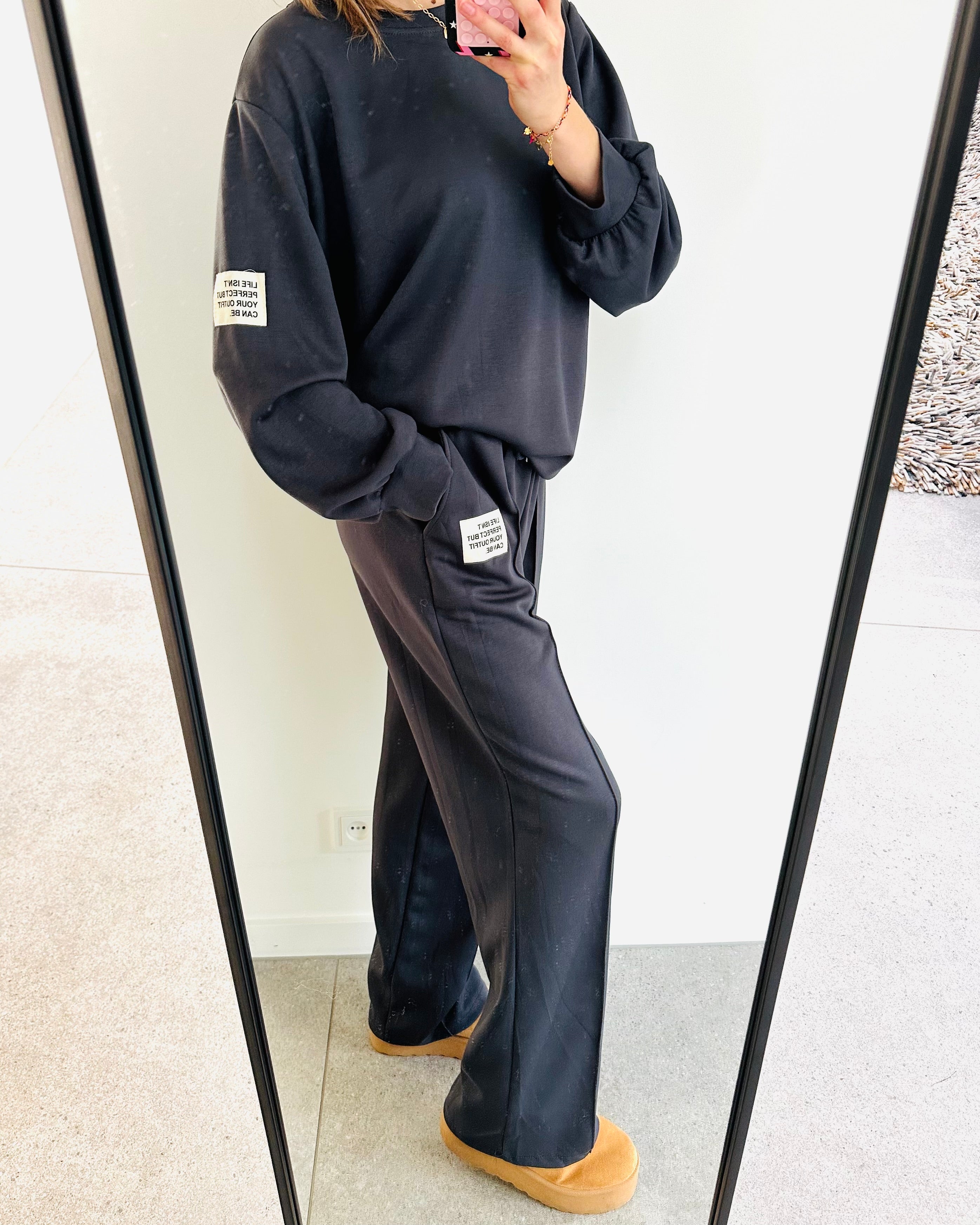 Oversized amy set lange mouw warm grey