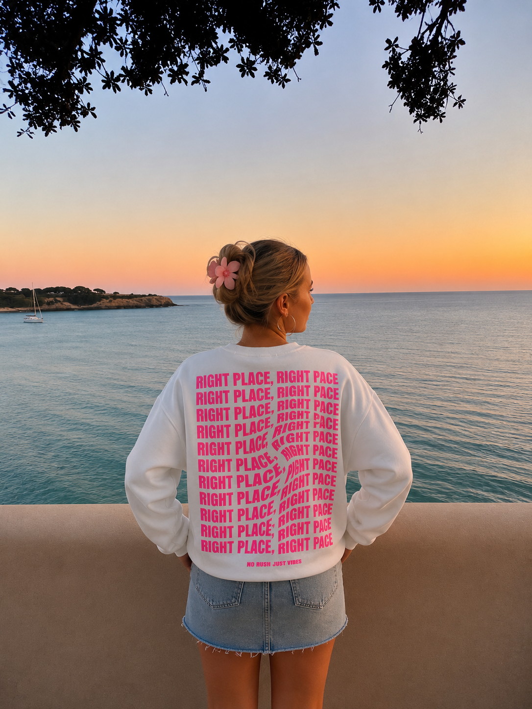 Right place sweater white pink