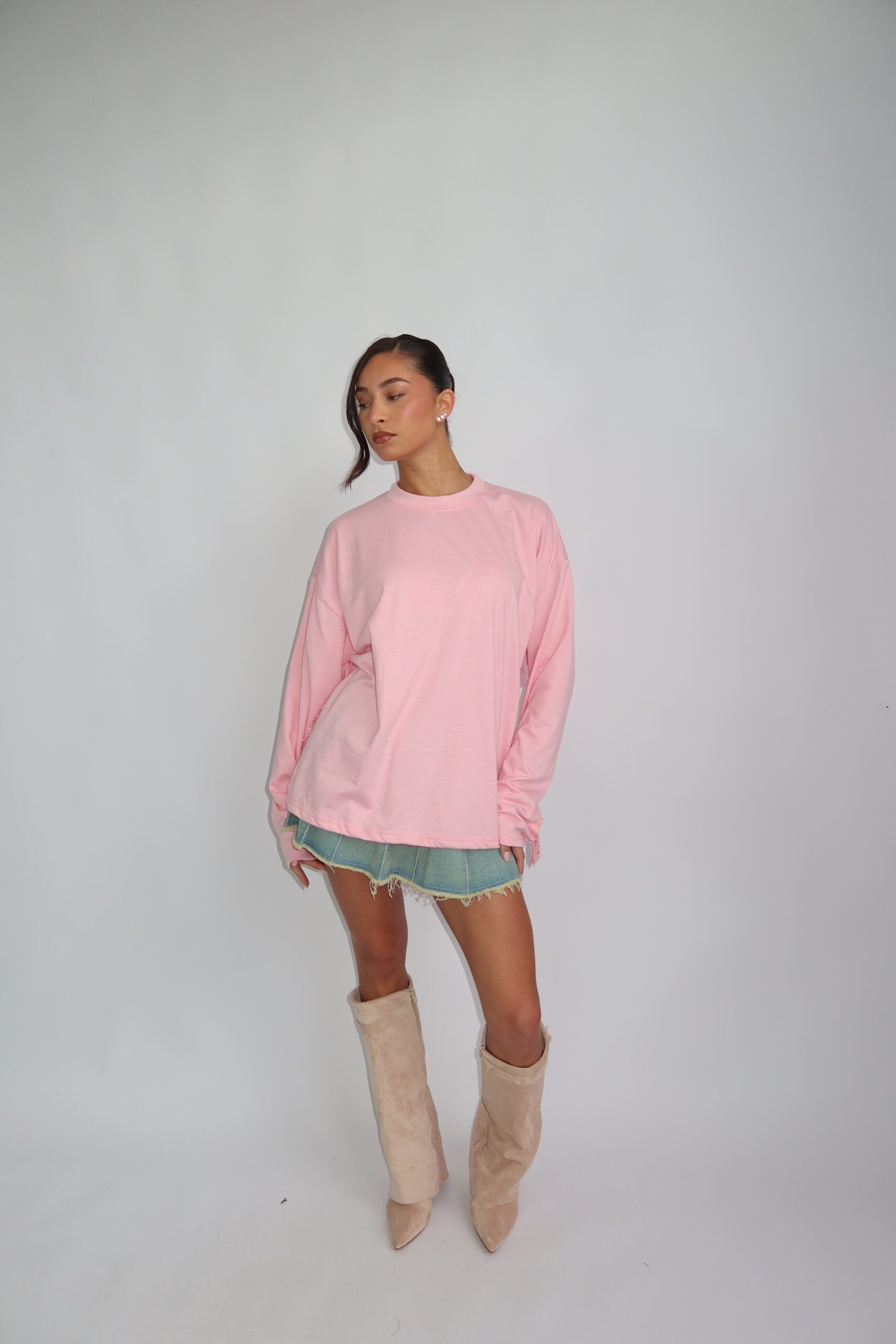 Coastal fringe longsleeve pink