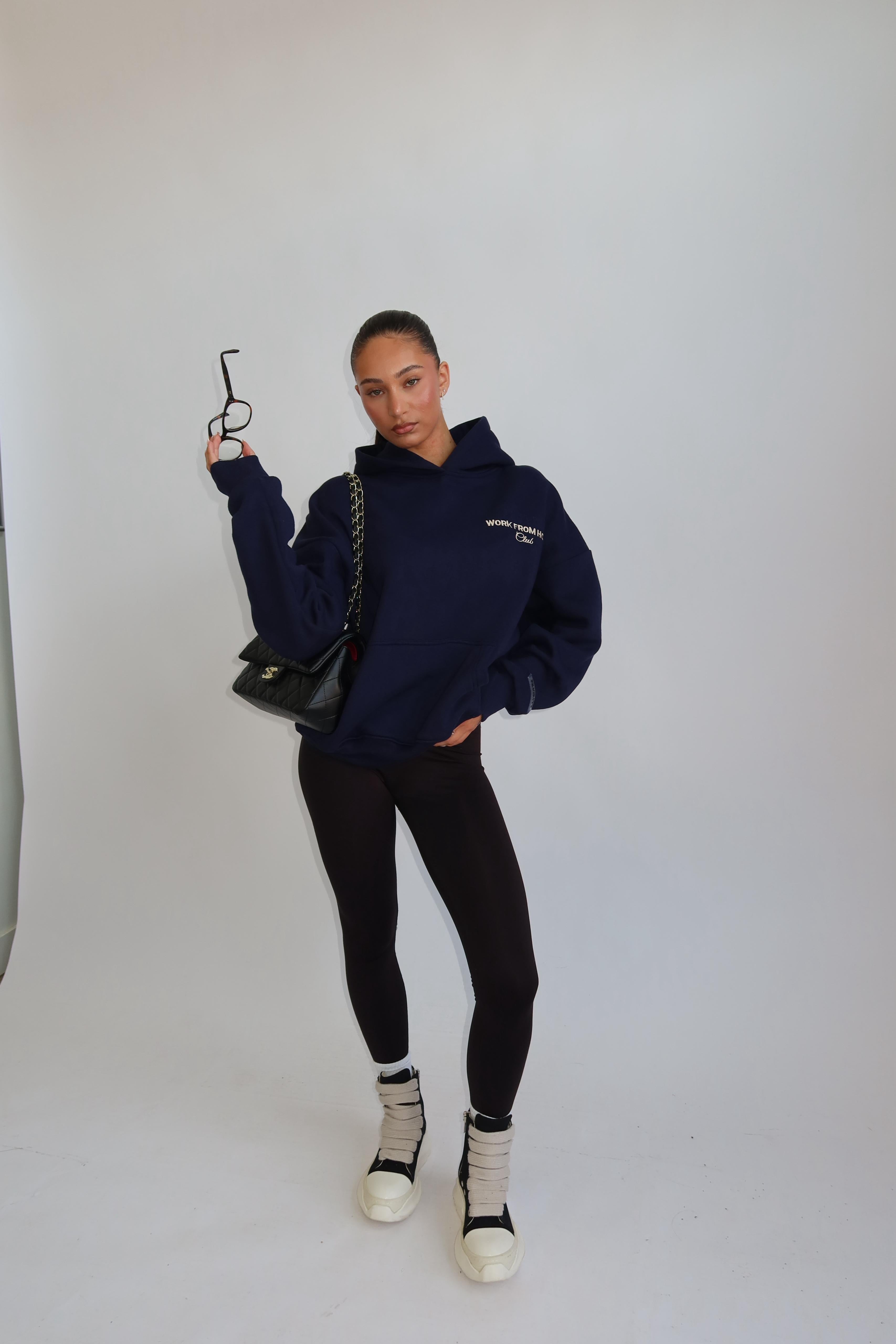 Work form home hoodie navy