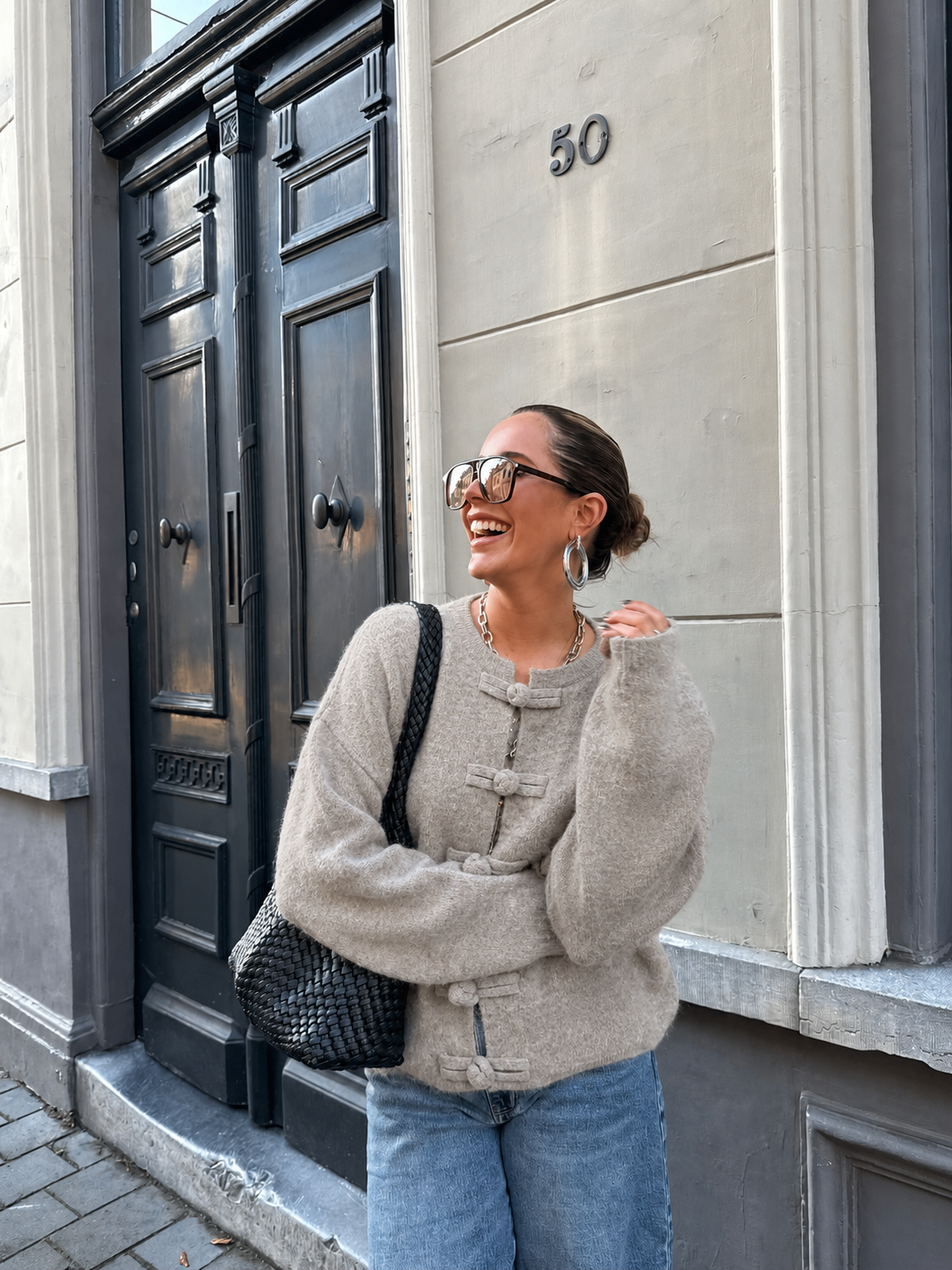 Amélie bow cardigan beige