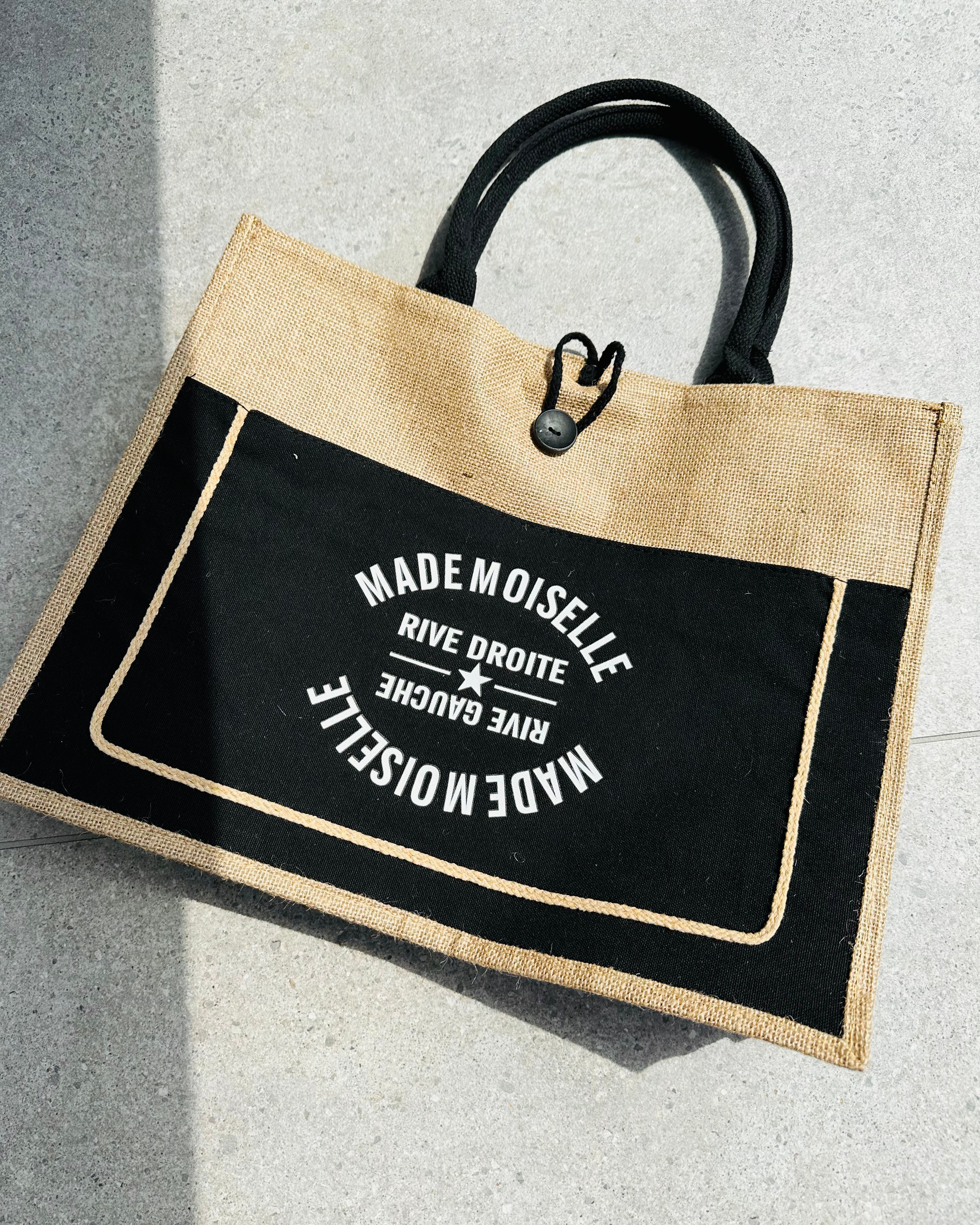 Beach bag beige zwart
