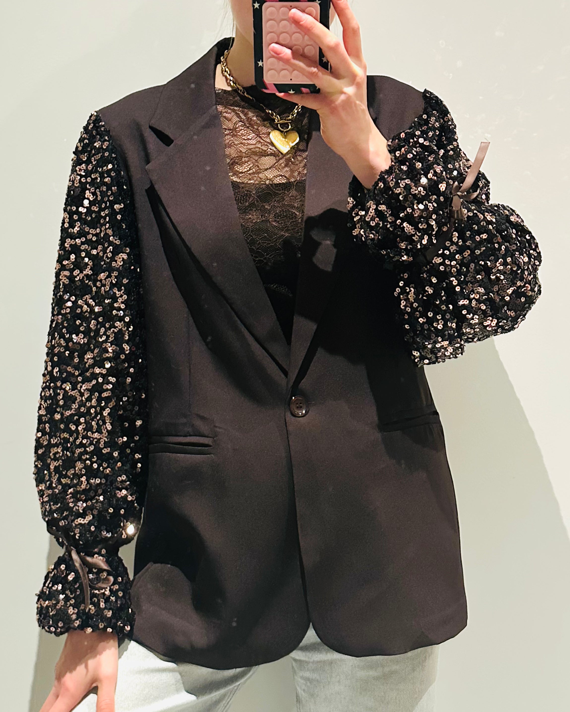 Glory blazer oversized glitter bruin