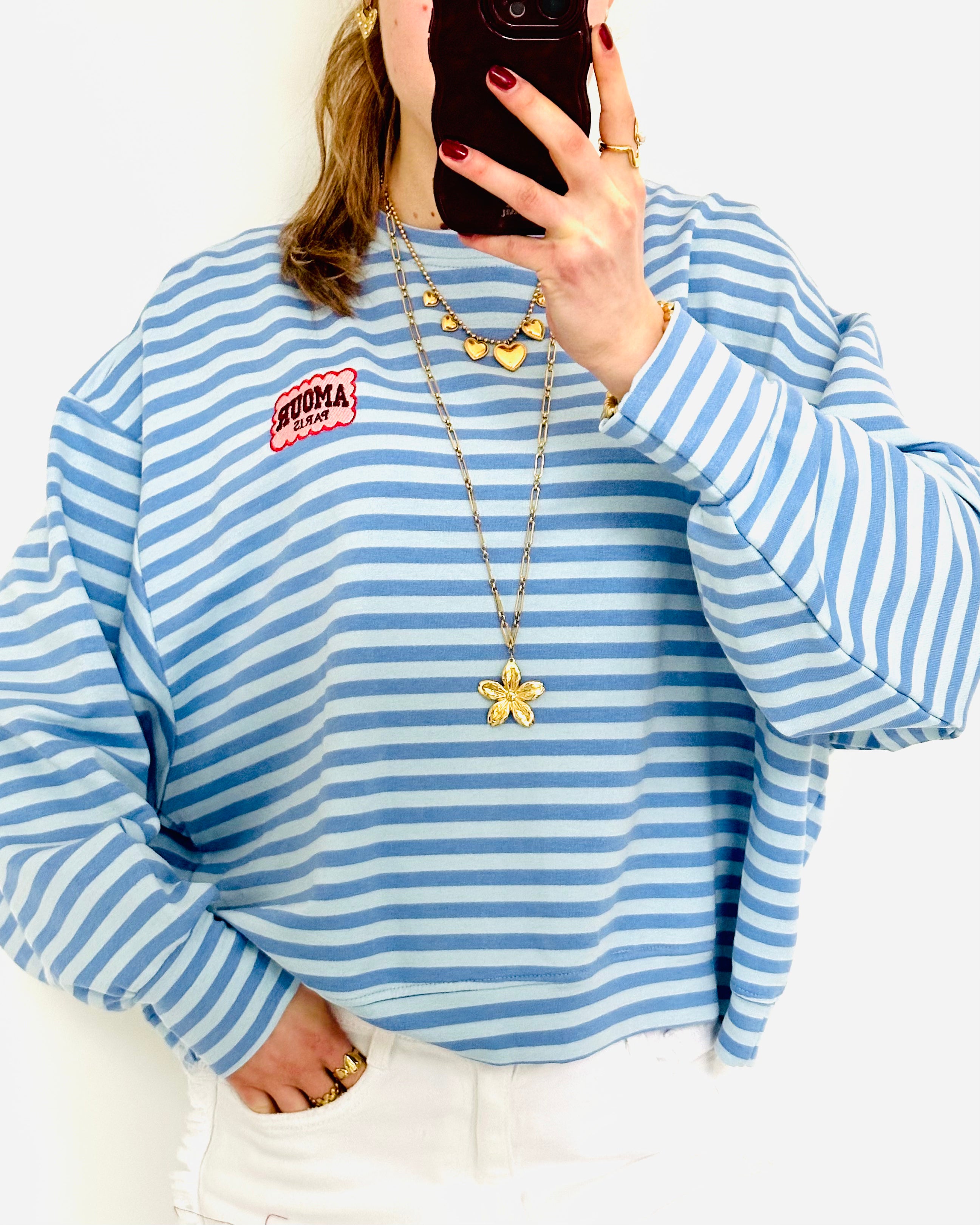 Amour paris sweater blue denim