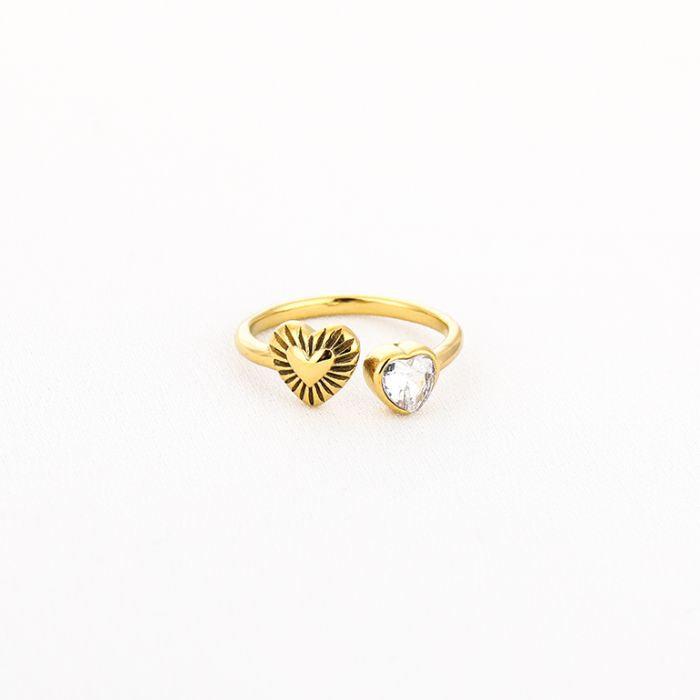 Hartjes ring met zirkonia white gold