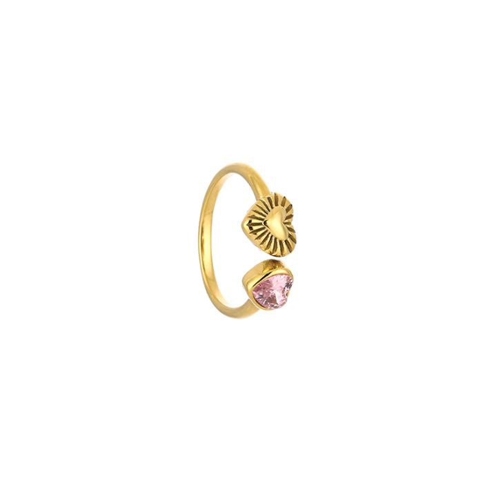 Hartjes ring met zirkonia pink gold