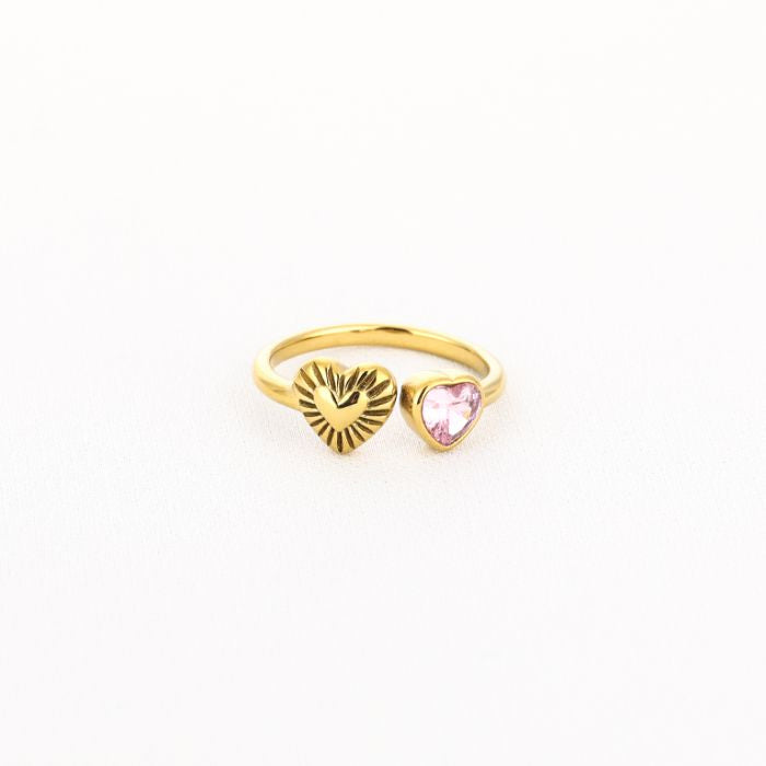 Hartjes ring met zirkonia pink gold
