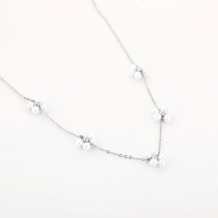 5 flower ketting zilver