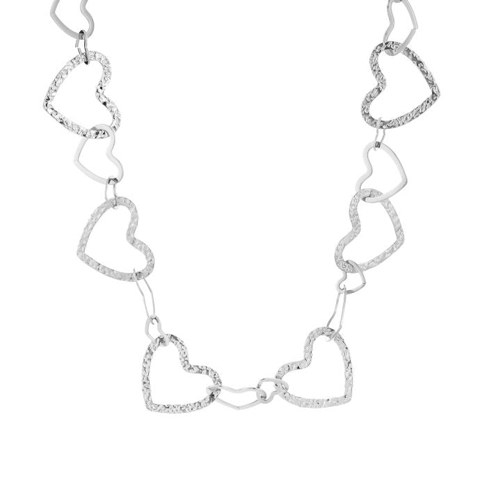 Connected heart ketting zilver