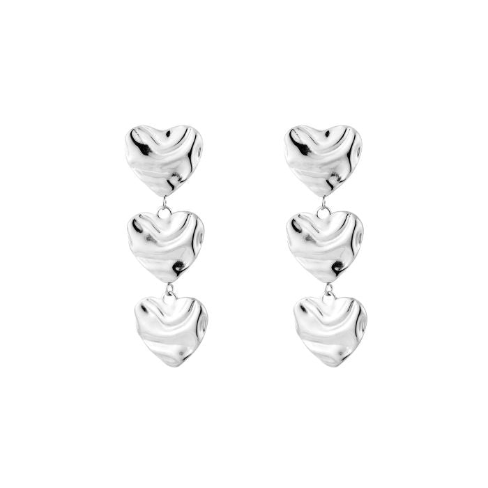Triple heart oorbellen zilver