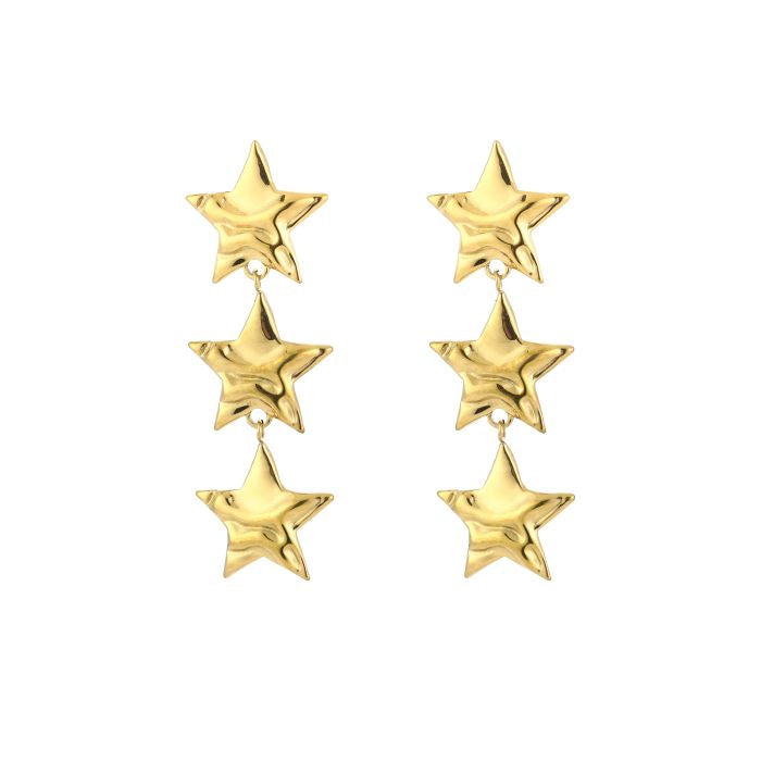 Triple star oorbellen goud