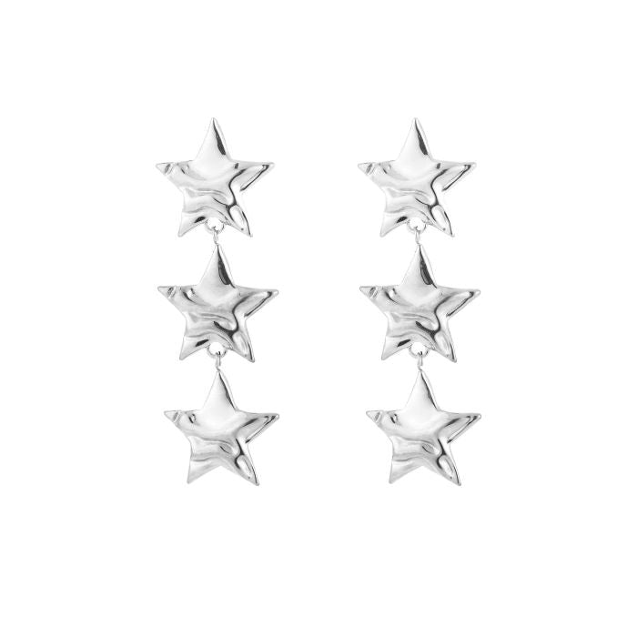 Triple star oorbellen zilver