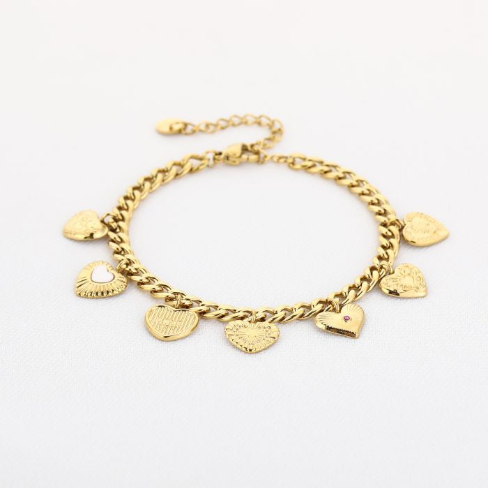 Joy heart armband goud