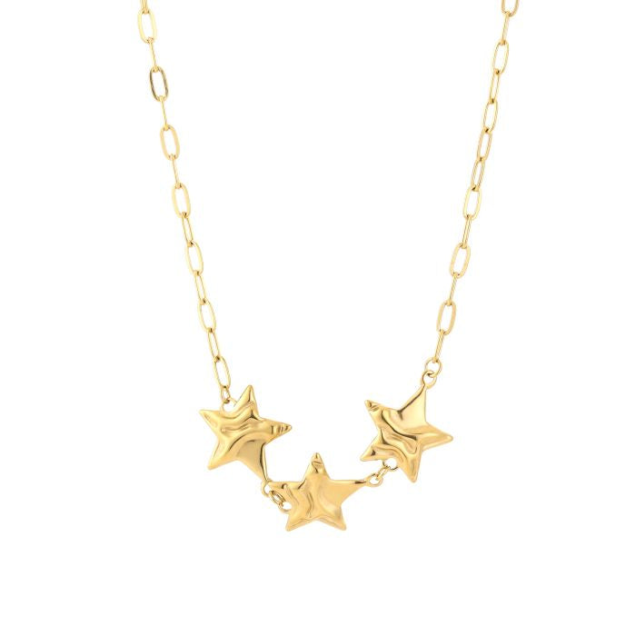 Triple star ketting goud