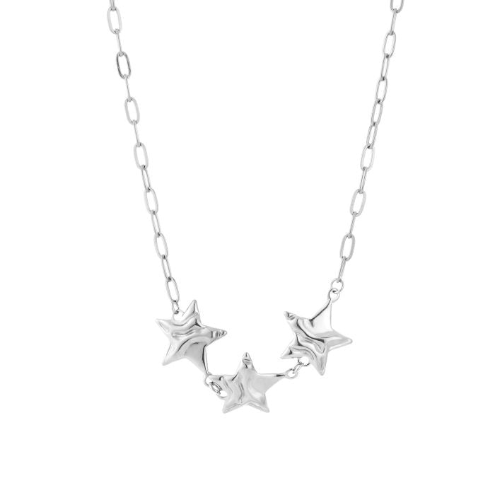 Triple star ketting zilver