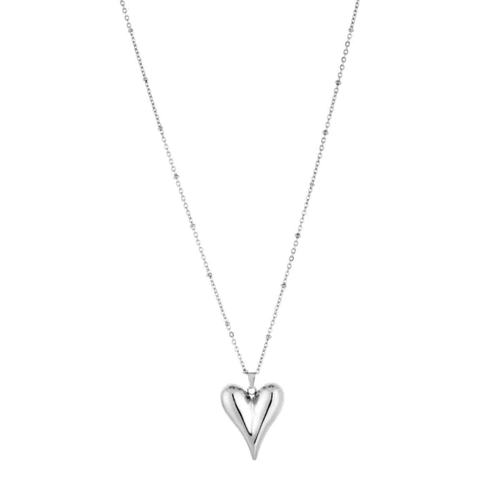Lange ketting klein hart zilver