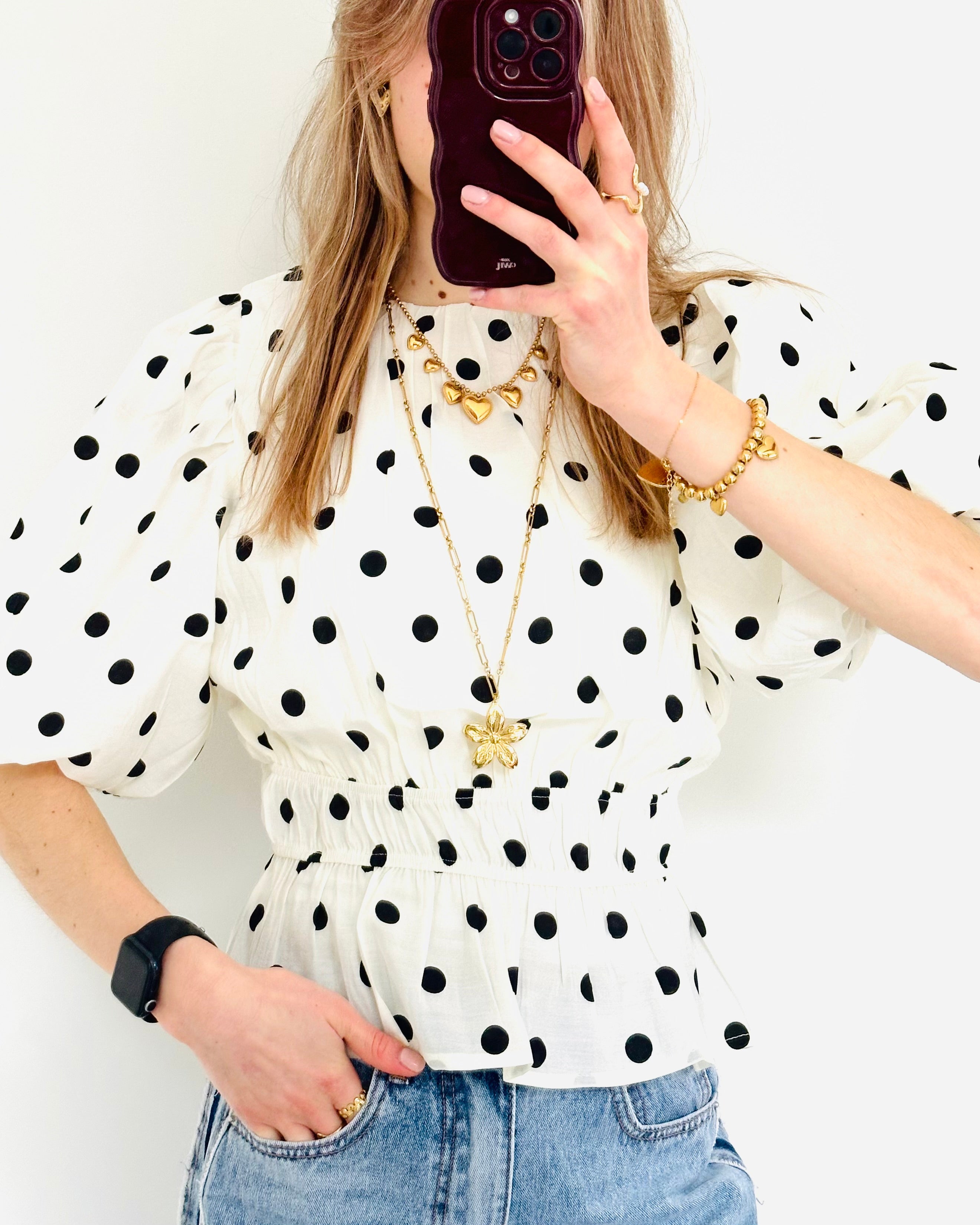 Limited polka dots top white