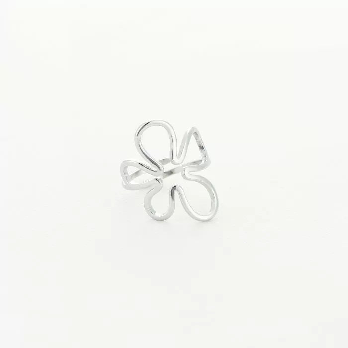 Bloem ring zilver