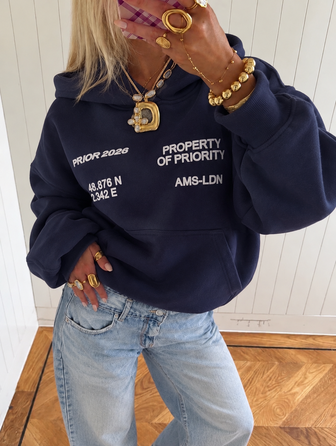 Priority hoodie ~ cloud navy