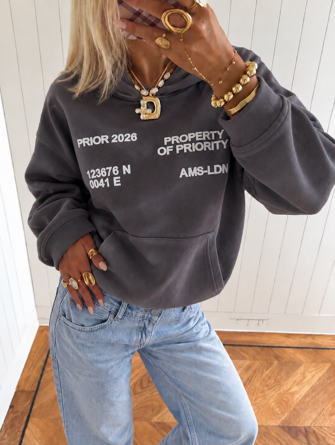 Priority hoodie ~ cloud grey