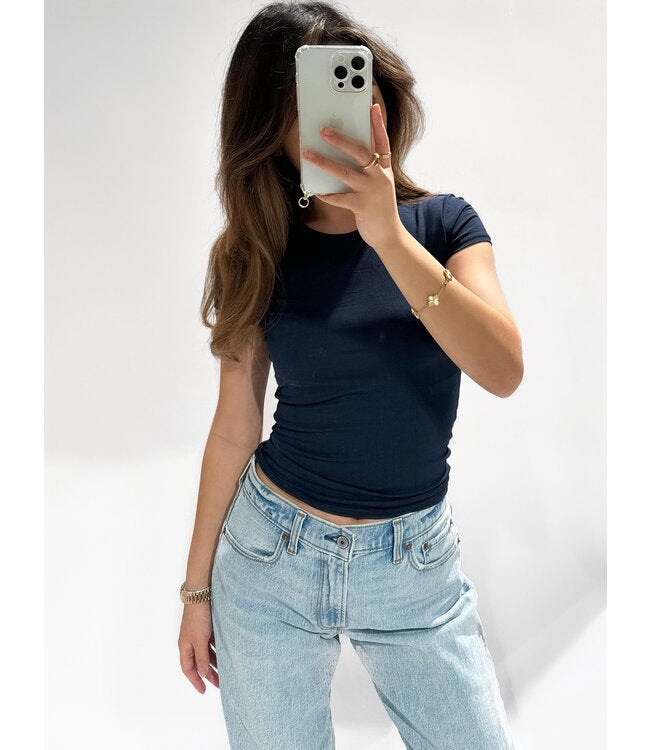 Fem top korte mouw navy
