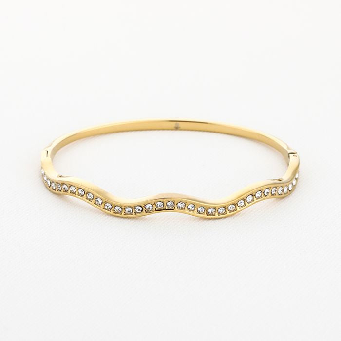 Wavy bangle armband goud