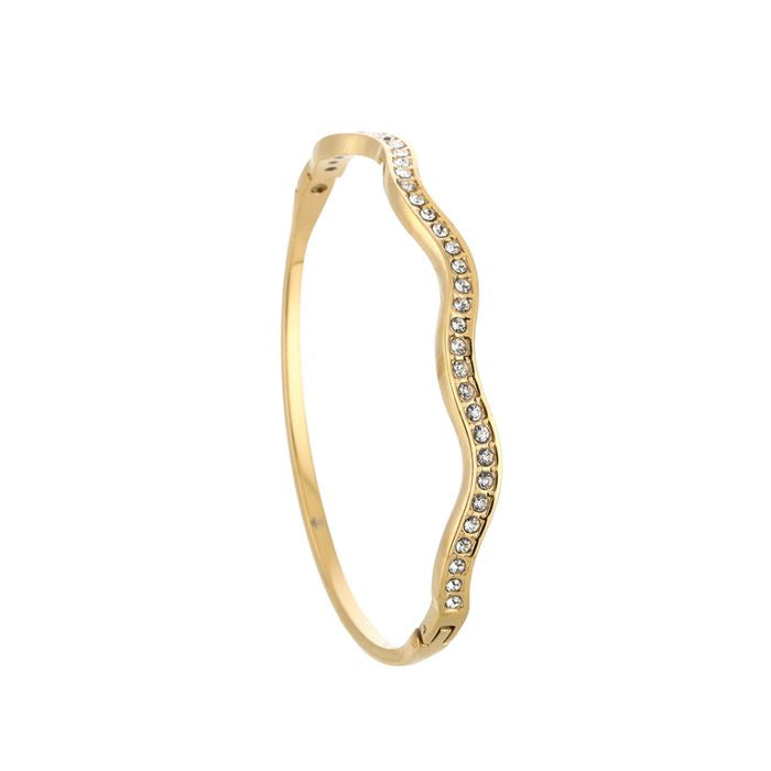Wavy bangle armband goud