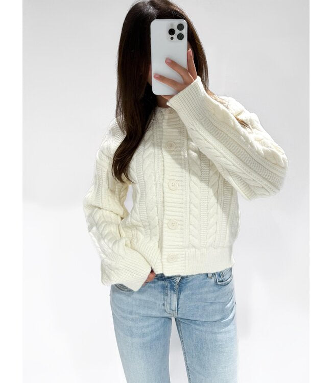 Cable cardigan off white