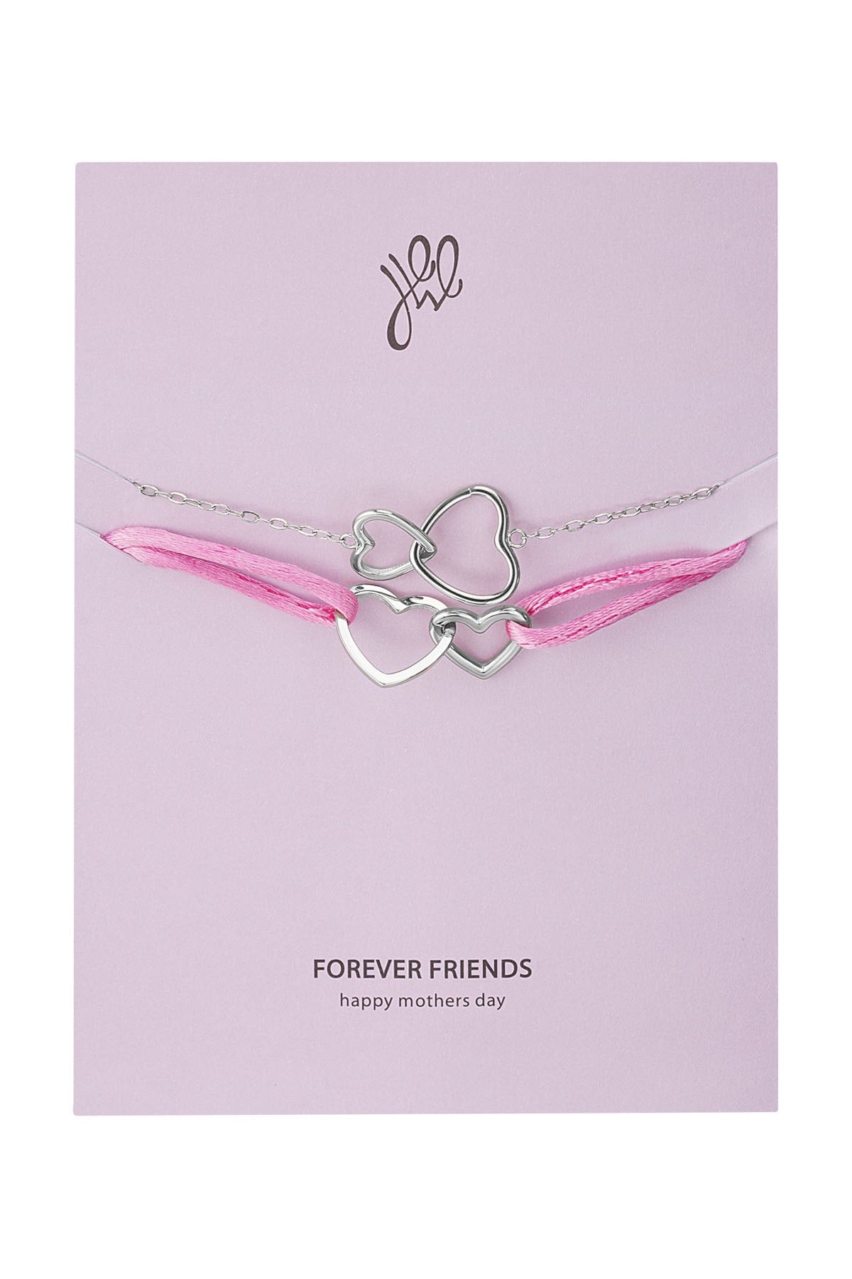 Together armbanden set roze zilver