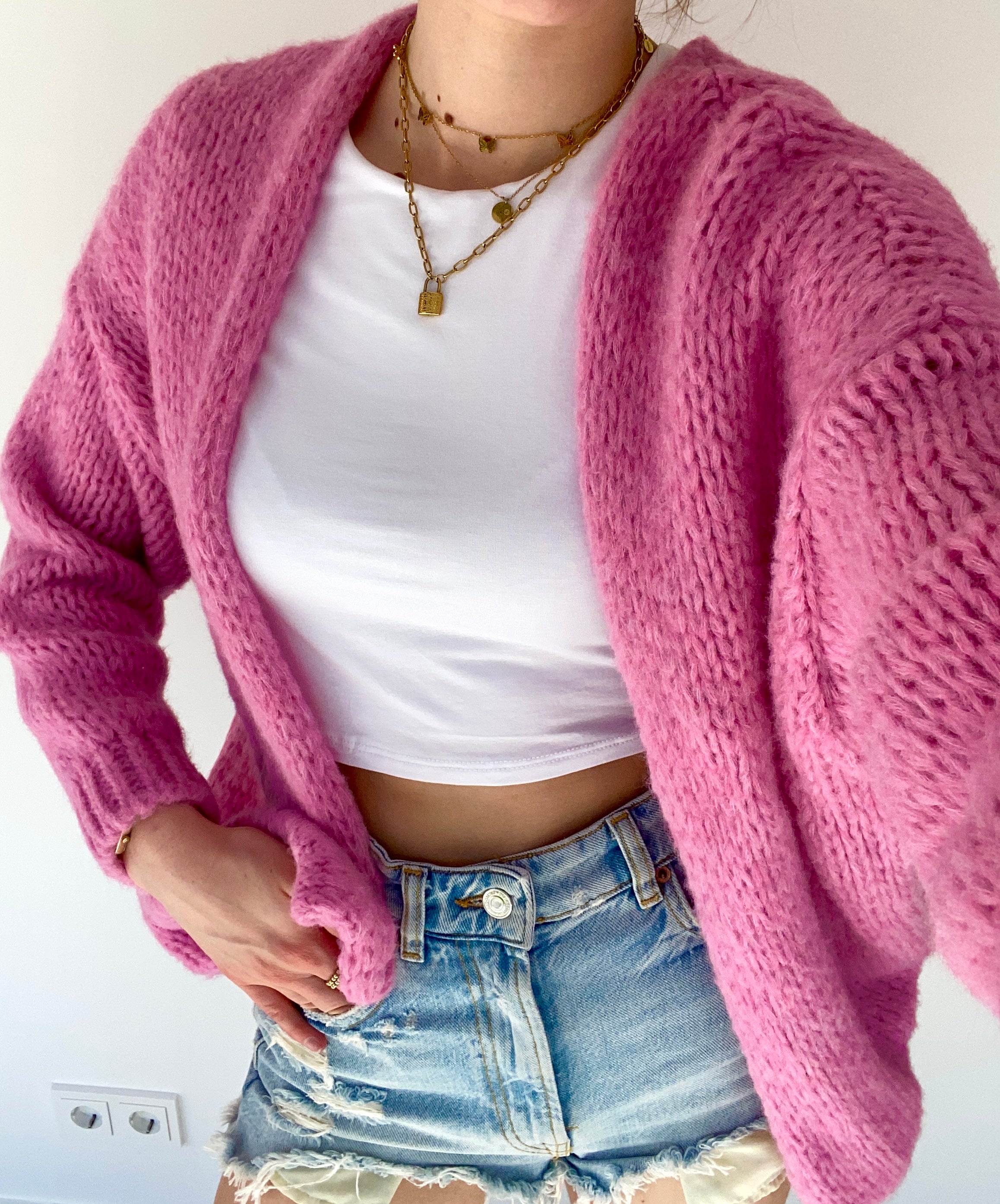 Comfy vest pastel roze