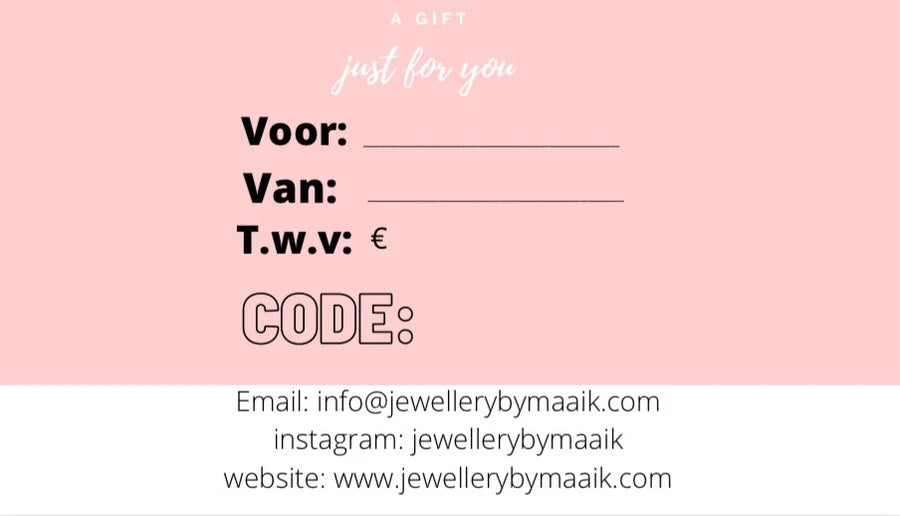 cadeaubon jewellerybymaaik naar keuze