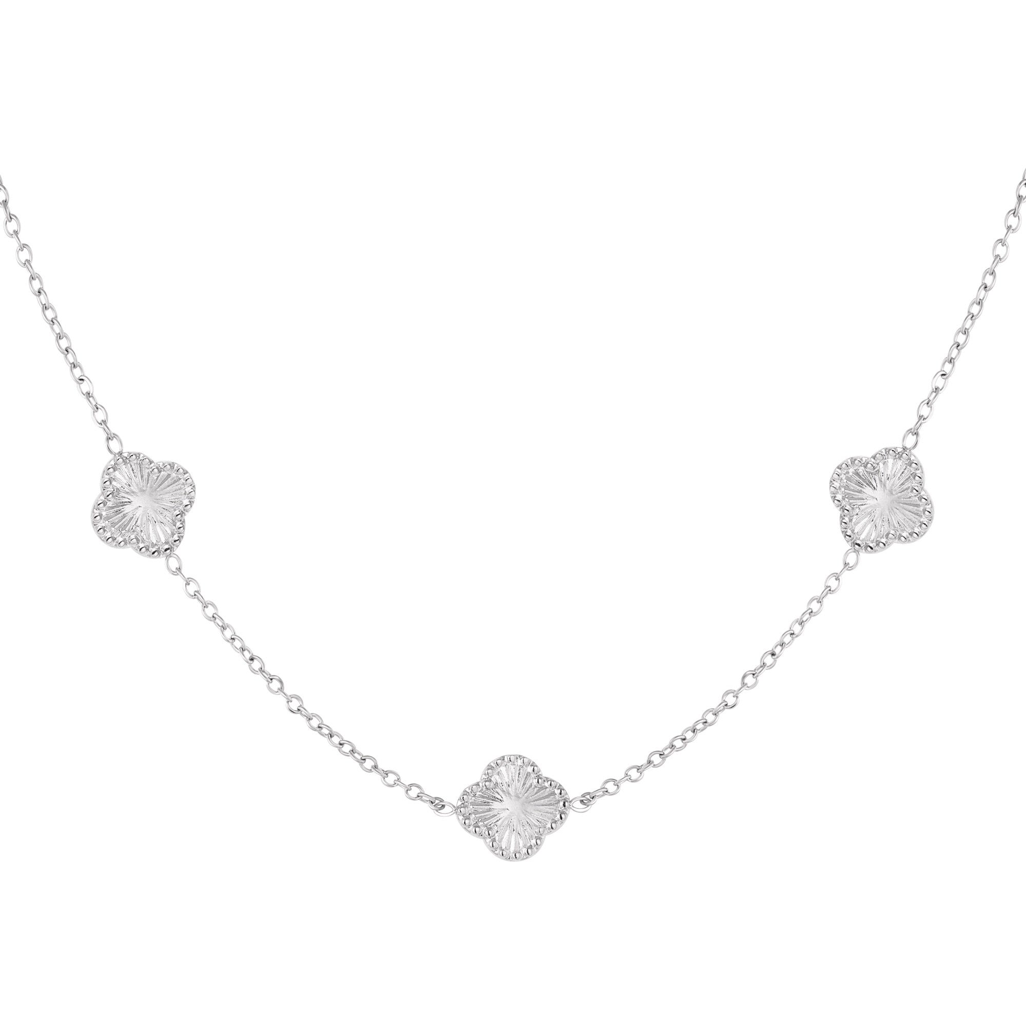 Klaver ketting zilver