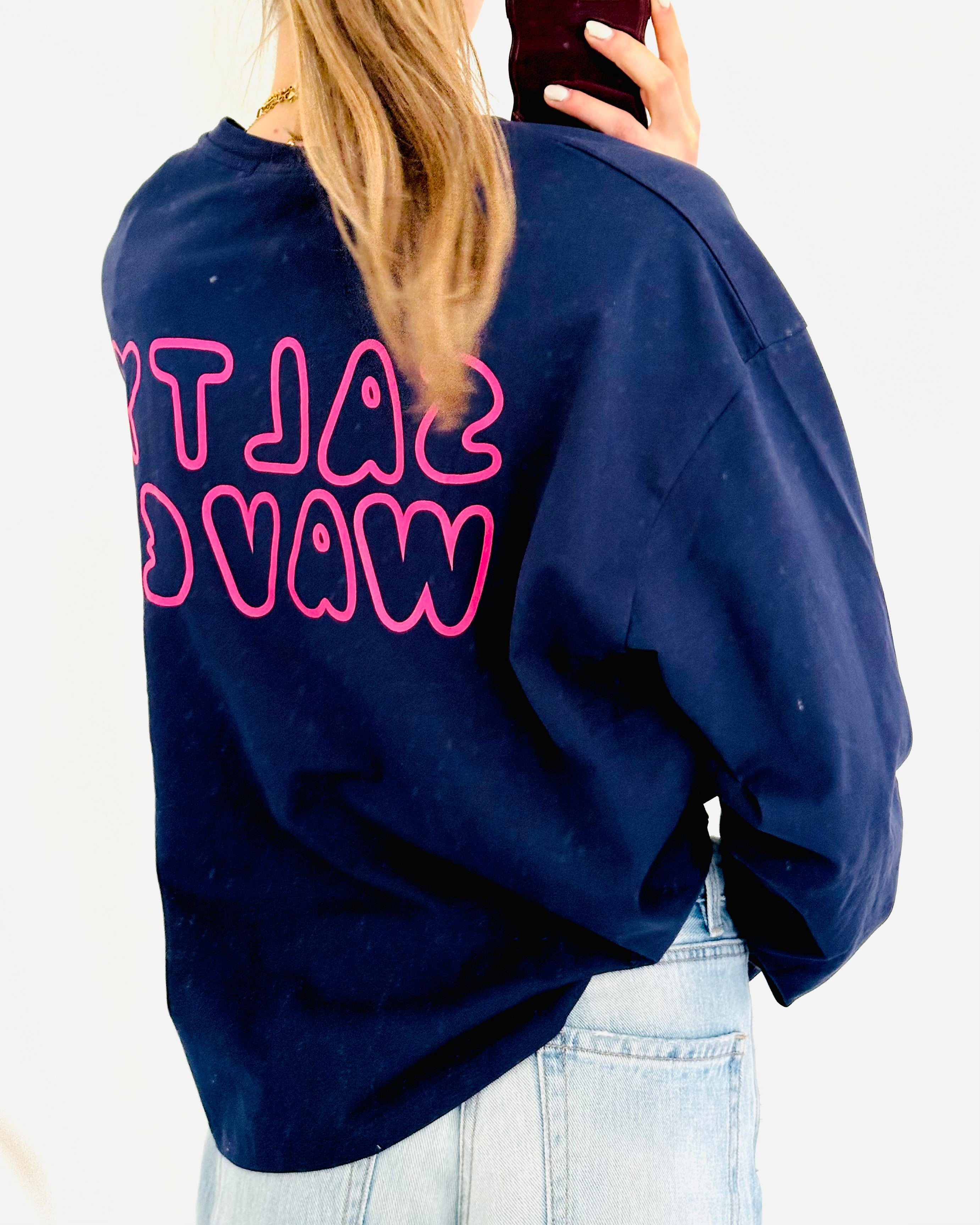 Salty waves longsleeve navy pink
