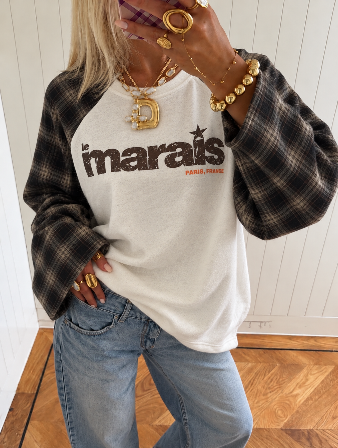 Marais Checkered Sweatshirt – Coffee