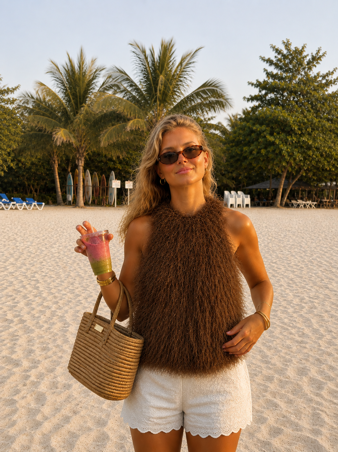 Bali top ruffle brown