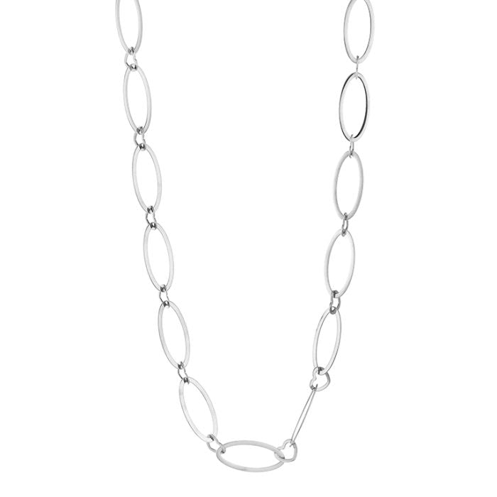 Lange schakel ketting zilver