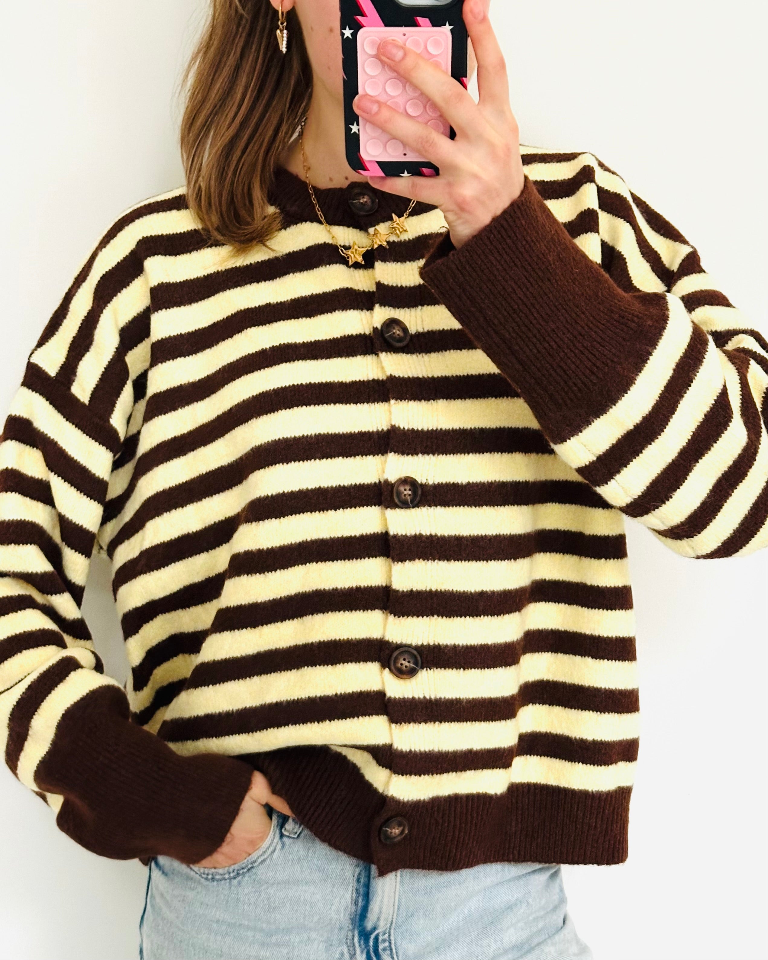 Stockholm cardigan yellow brown