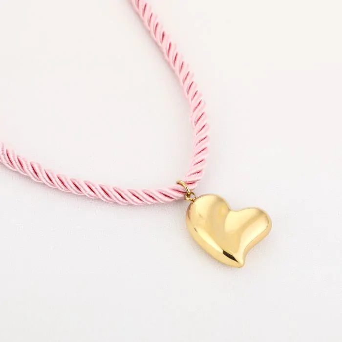 Heart rope ketting roze