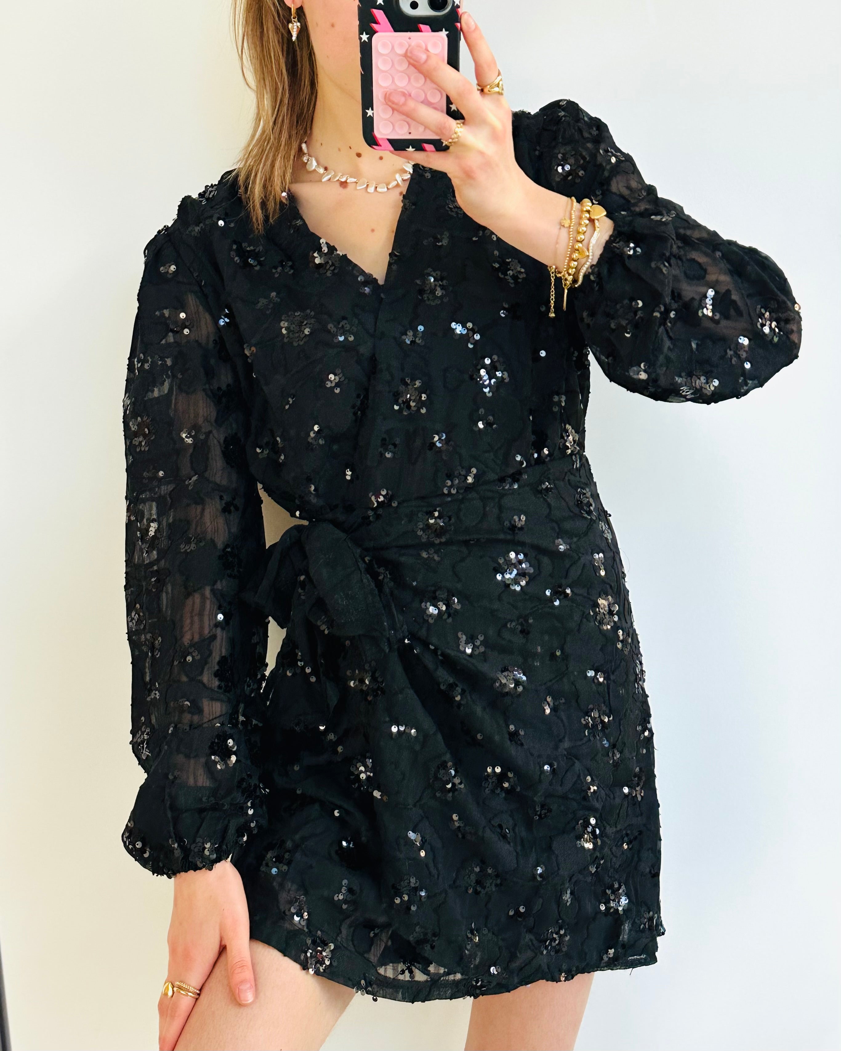 Glitter dress zwart