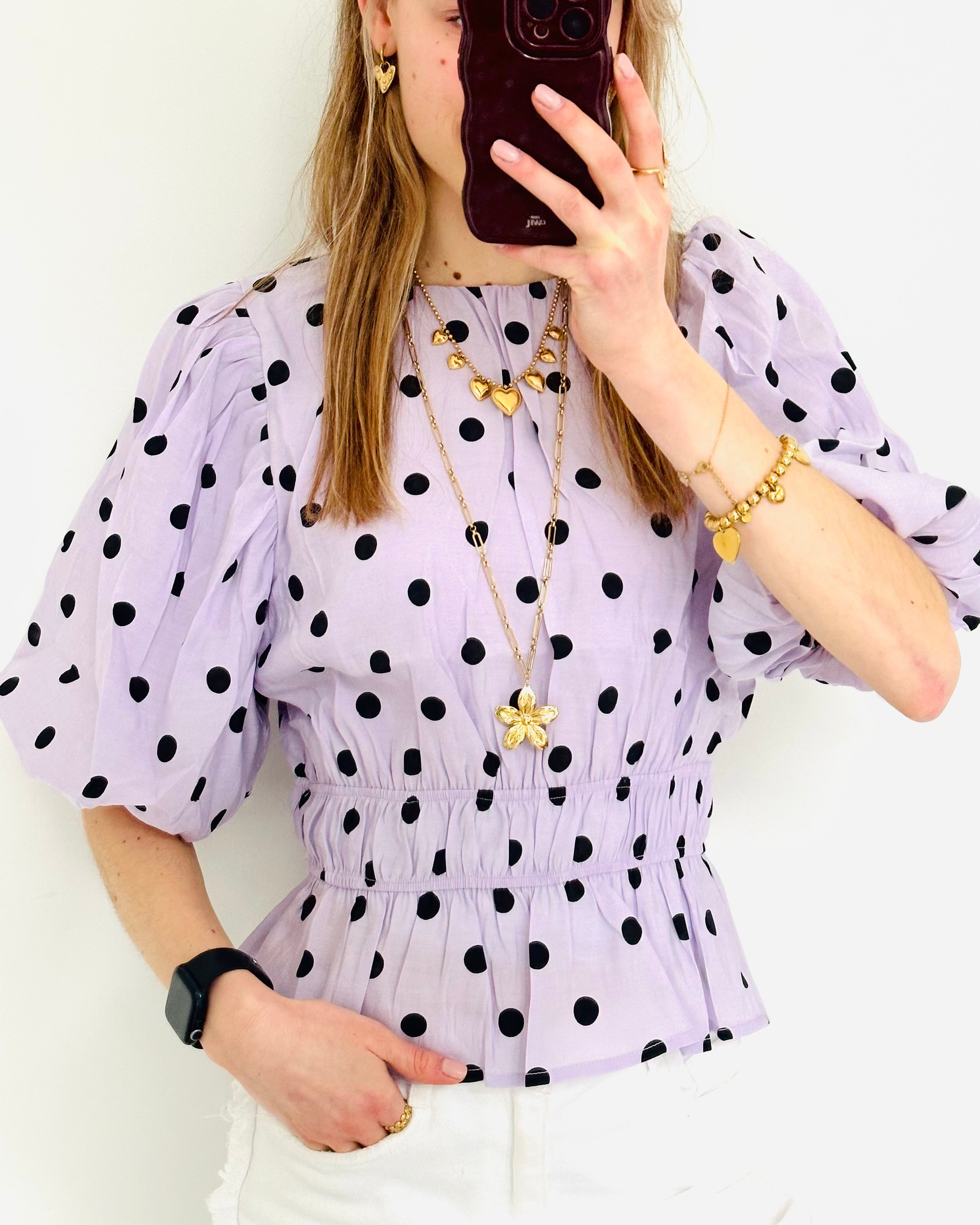 Polka top dots purple