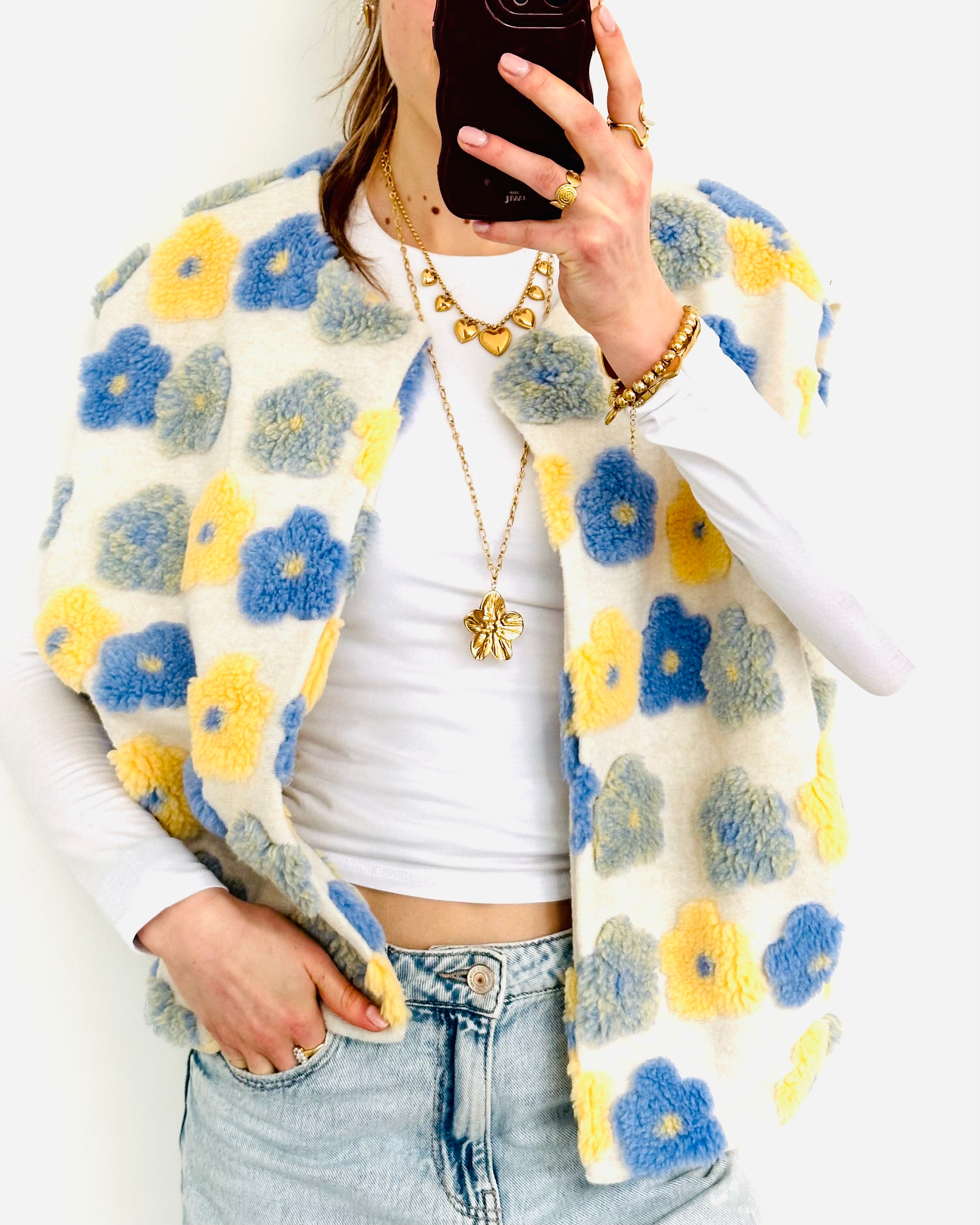 Flower Gillet denim blue